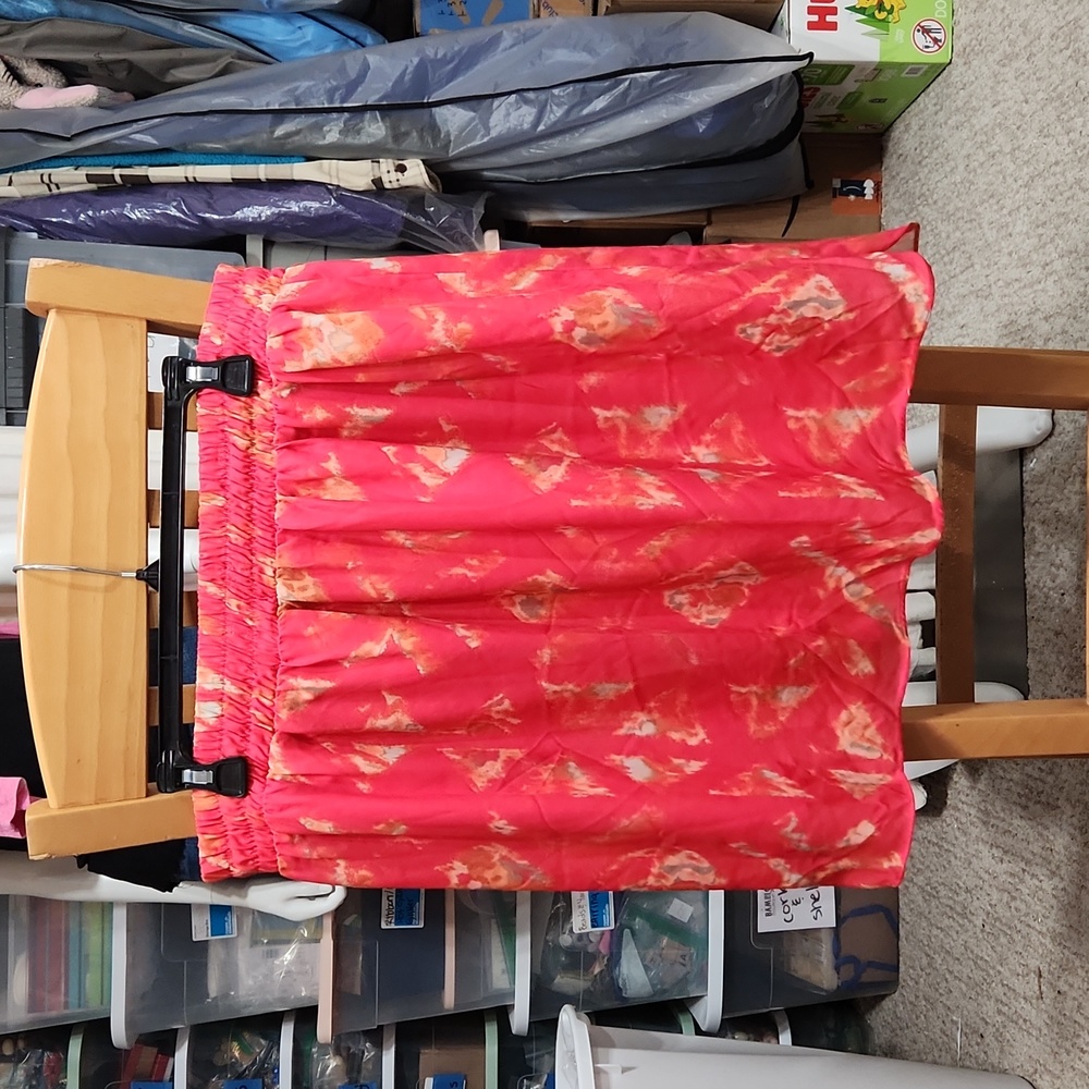 ☀️Vintage Boho Red  Orange Tan Beige Large Skirt